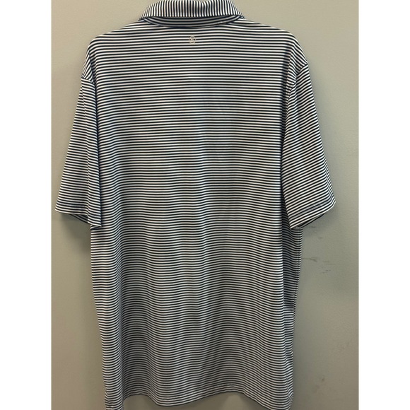 Stitch Golf Polo Shirt Mens XL Navy Blue White Striped Performance Casual - Picture 6 of 16